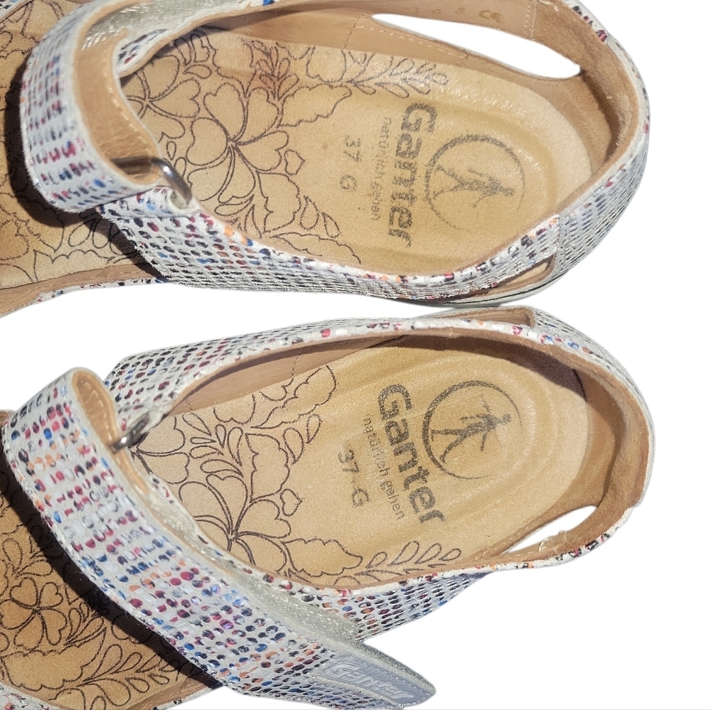 Ganter Women's Open Toe Velcro Fastener Leather Multicolor Sandals 37 - Picture 8 of 9